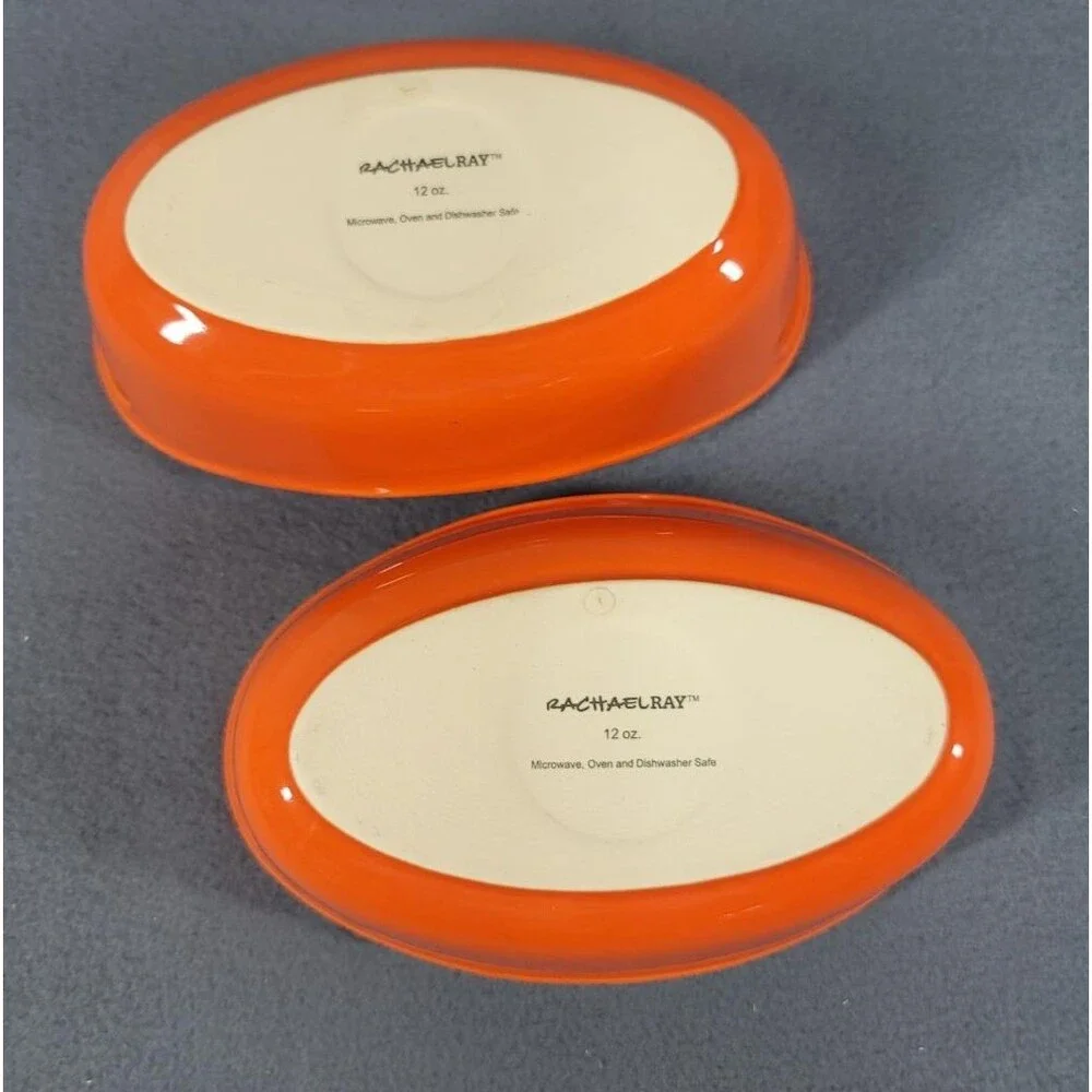 Rachael Ray 12 Ounce Oval Casserole Baking Dishes (set of 2) Stoneware Orange